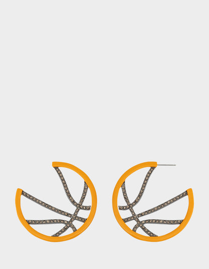 Betsey Johnson Top Pick | BASKETBALL HOOP EARRINGS ORANGE Sports-Themed Rhinestone Women's Earrings