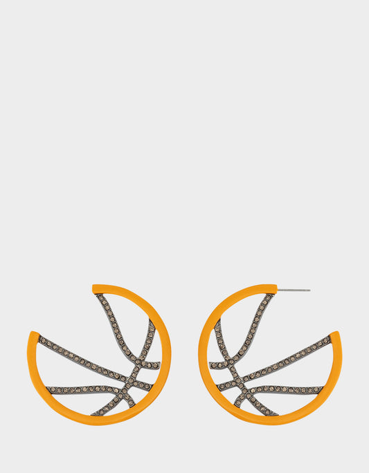 Betsey Johnson Top Pick | BASKETBALL HOOP EARRINGS ORANGE Sports-Themed Rhinestone Women's Earrings