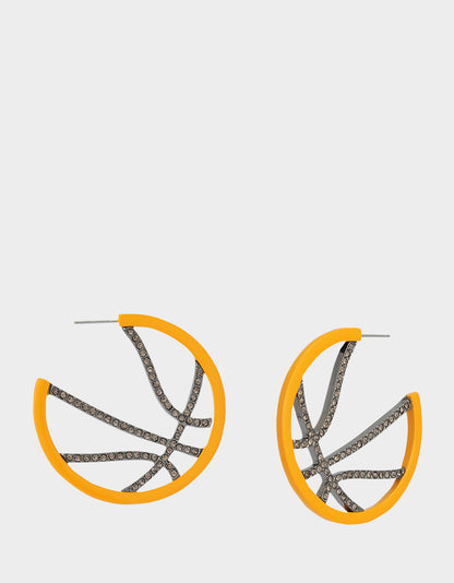 Betsey Johnson Top Pick | BASKETBALL HOOP EARRINGS ORANGE Sports-Themed Rhinestone Women's Earrings