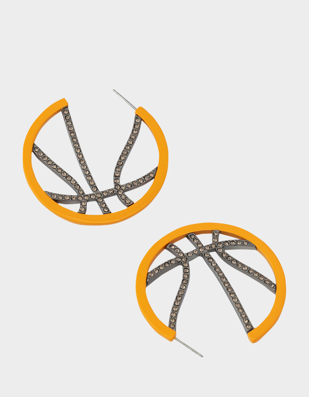 Betsey Johnson Top Pick | BASKETBALL HOOP EARRINGS ORANGE Sports-Themed Rhinestone Women's Earrings