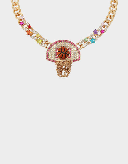 Betsey Johnson Latest | BASKETBALL SHORT PENDANT NECKLACE ORANGE Sports-Themed Women's Statement Necklace