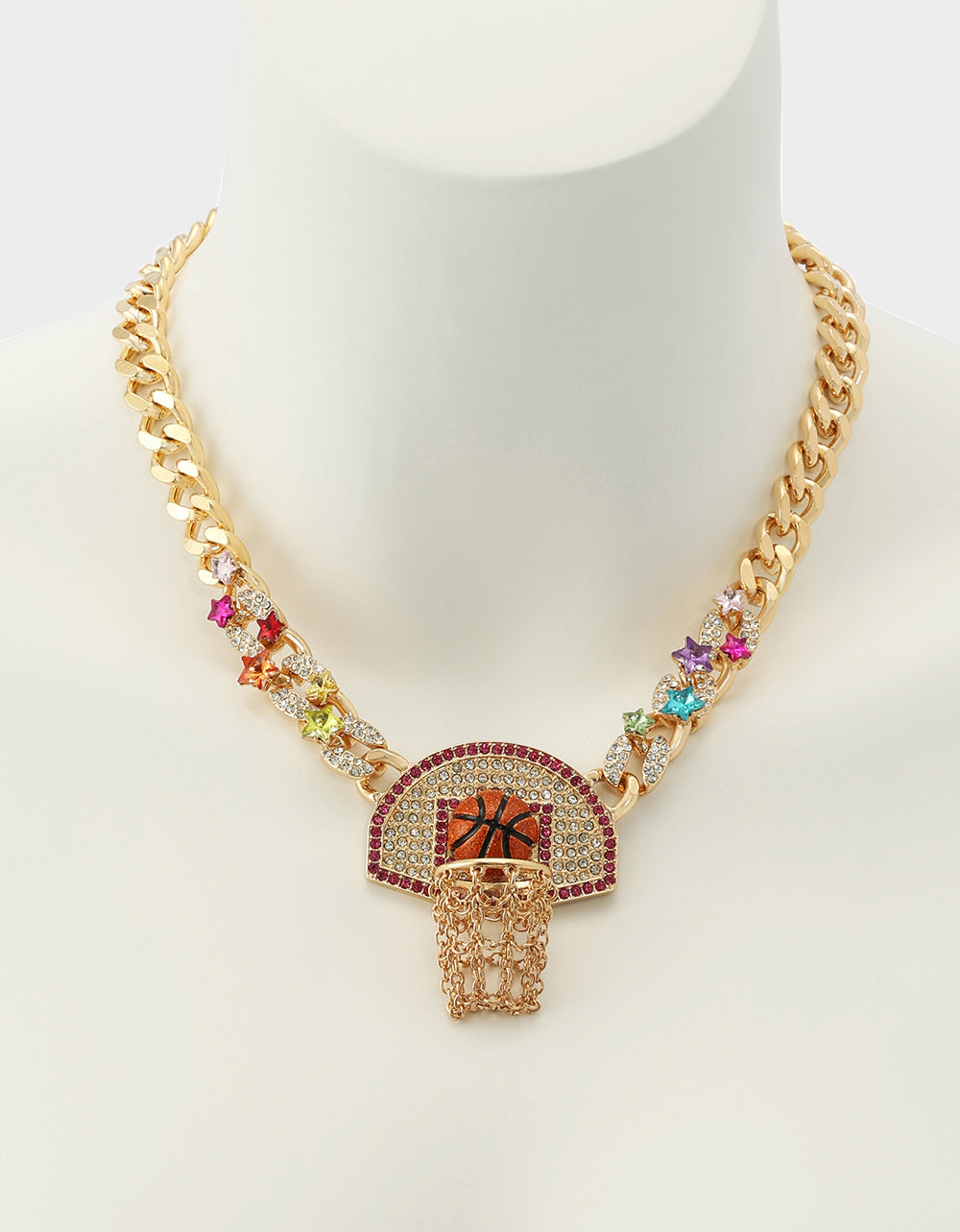 Betsey Johnson Latest | BASKETBALL SHORT PENDANT NECKLACE ORANGE Sports-Themed Women's Statement Necklace