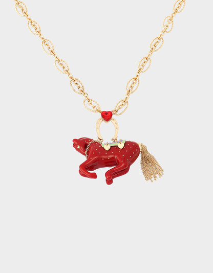 Betsey Johnson Smart Buy | YEAR OF THE HORSE PENDANT RED Women's Chinese New Year Horse Pendant Necklace