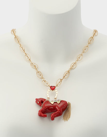 Betsey Johnson Smart Buy | YEAR OF THE HORSE PENDANT RED Women's Chinese New Year Horse Pendant Necklace