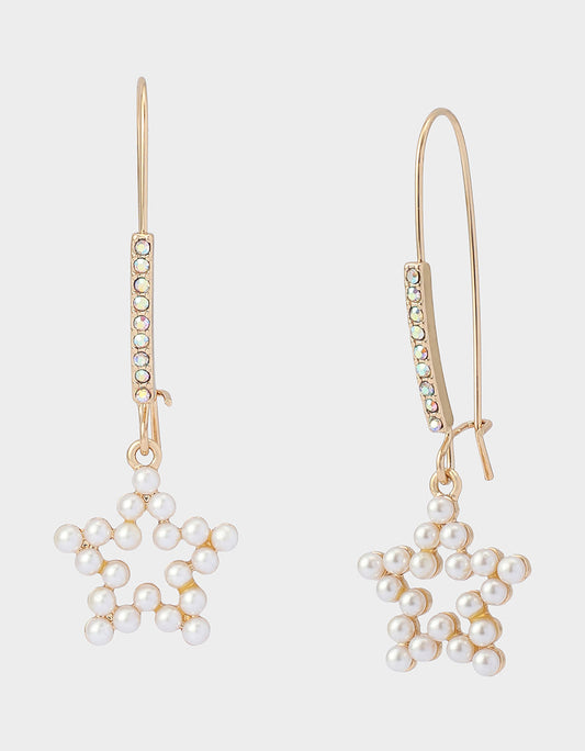 Betsey Johnson Essential | PEARL STAR DROP EARRINGS PEARL Women's Pearl Star Shepherds Hook Earring
