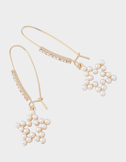 Betsey Johnson Essential | PEARL STAR DROP EARRINGS PEARL Women's Pearl Star Shepherds Hook Earring