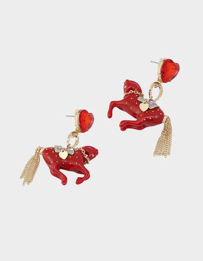 Betsey Johnson Recommended | YEAR OF THE HORSE DROP EARRINGS RED Women's Chinese New Year Horse Drop Earrings