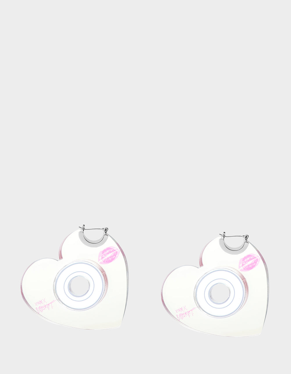 Betsey Johnson Essential | CD HEART HOOPS METALLIC Women's Heart-Shaped Disc Earrings