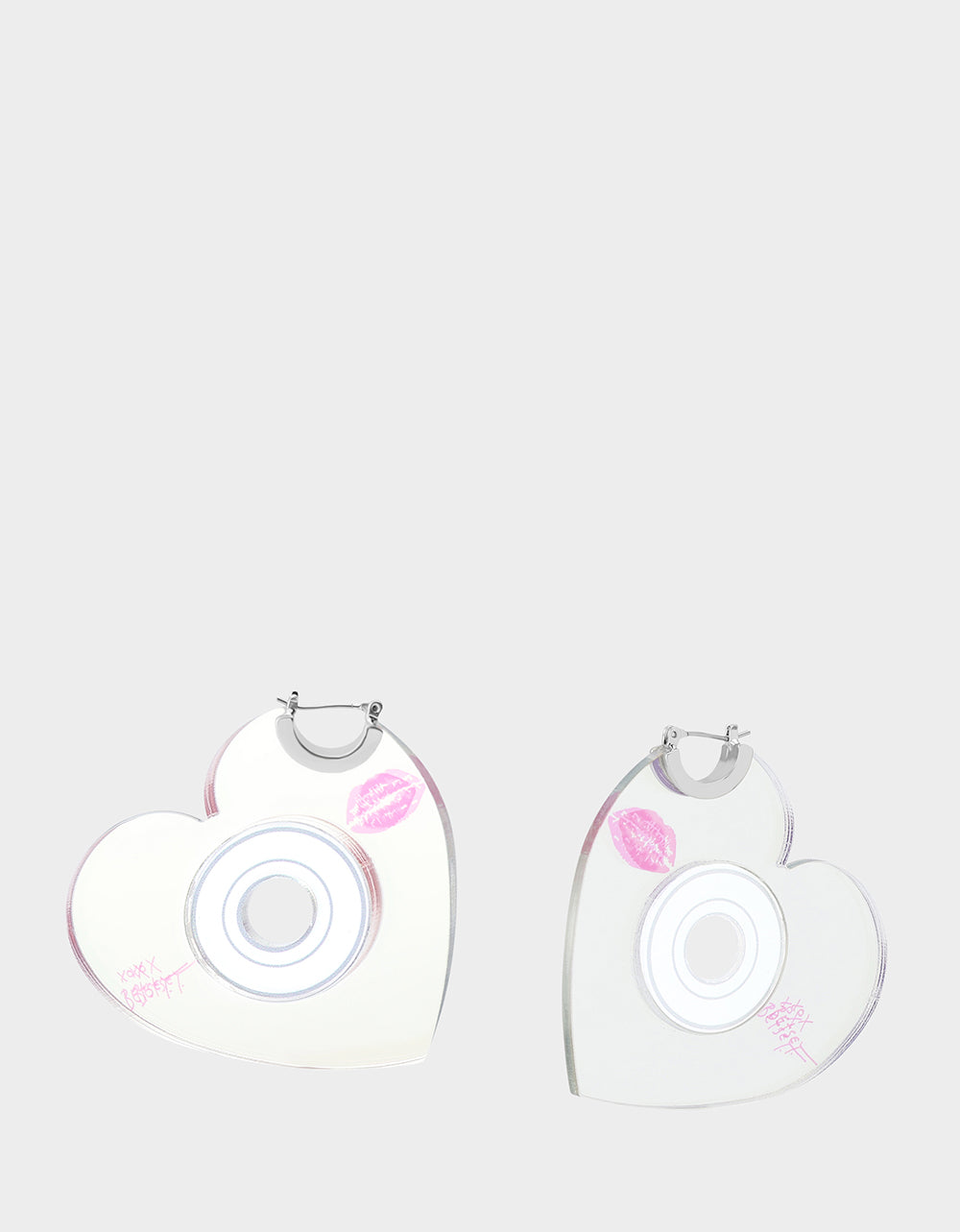 Betsey Johnson Essential | CD HEART HOOPS METALLIC Women's Heart-Shaped Disc Earrings