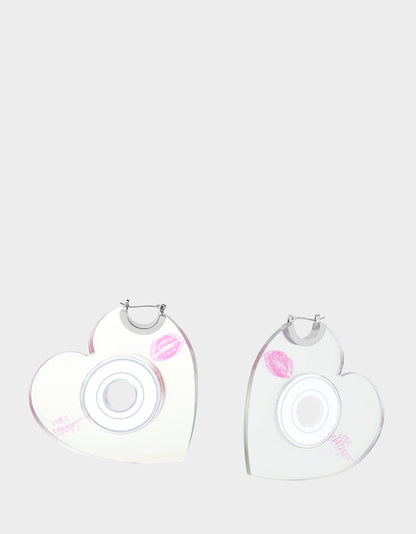 Betsey Johnson Essential | CD HEART HOOPS METALLIC Women's Heart-Shaped Disc Earrings