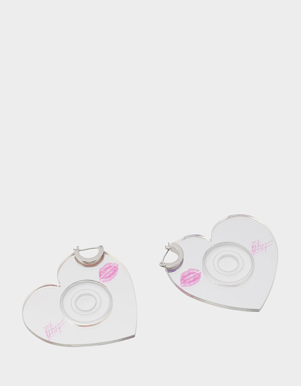 Betsey Johnson Essential | CD HEART HOOPS METALLIC Women's Heart-Shaped Disc Earrings