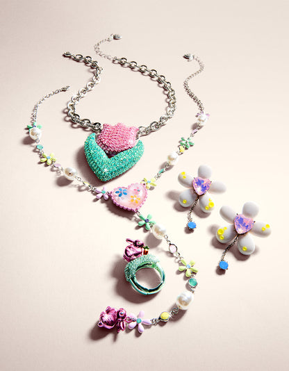 Betsey Johnson Best Price | HOP TO IT FLOWER EGG Y NECKLACE MULTI
