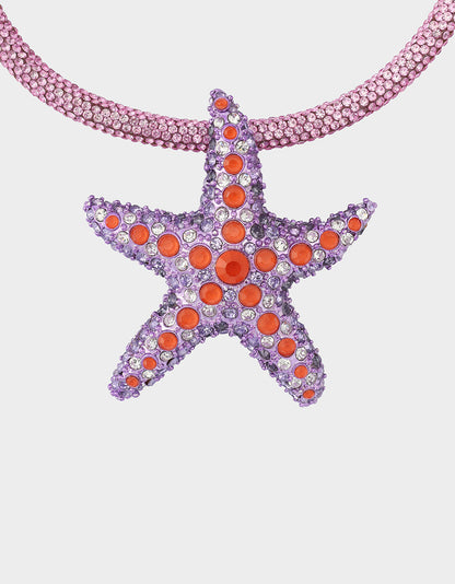 Betsey Johnson Trusted | MERMAID JEWELS STARFISH PENDANT PURPLE Women's Starfish Rhinestone Rope Necklace