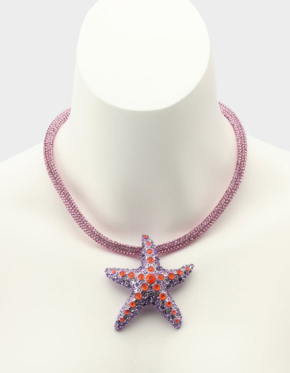 Betsey Johnson Trusted | MERMAID JEWELS STARFISH PENDANT PURPLE Women's Starfish Rhinestone Rope Necklace