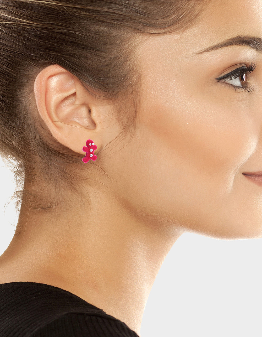 Betsey Johnson Special Offer | GINGERBREAD STUD EARRINGS PINK Women's Christmas-Themed Gingerbread Pearl Embellished Stud Earrings