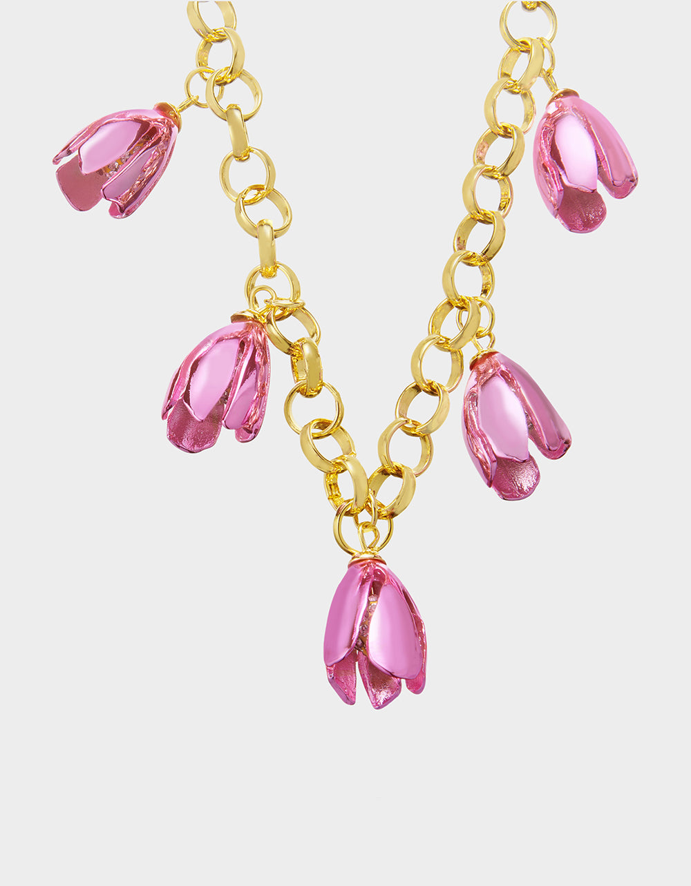 Betsey Johnson Trusted | GARDEN GLAM TULIP CHARM FRONTAL NECKLACE PINK Women's Tulip Drop necklace