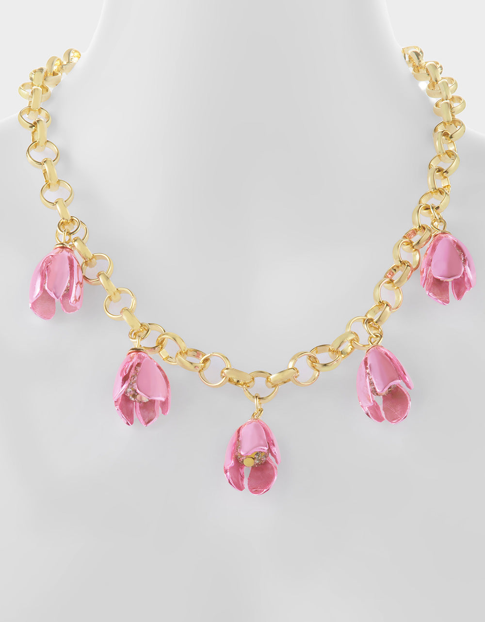 Betsey Johnson Trusted | GARDEN GLAM TULIP CHARM FRONTAL NECKLACE PINK Women's Tulip Drop necklace