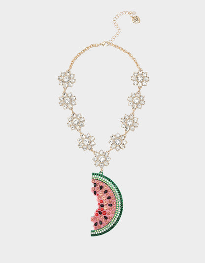 Betsey Johnson Great Value | BETSEYS BACKYARD WATERMELON PENDANT MULTI Women's Watermelon Rhinestone Pendant Necklace