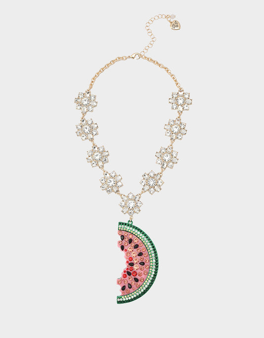 Betsey Johnson Great Value | BETSEYS BACKYARD WATERMELON PENDANT MULTI Women's Watermelon Rhinestone Pendant Necklace