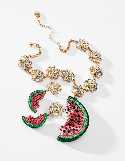 Betsey Johnson Great Value | BETSEYS BACKYARD WATERMELON PENDANT MULTI Women's Watermelon Rhinestone Pendant Necklace
