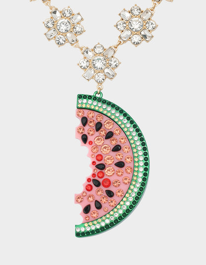 Betsey Johnson Great Value | BETSEYS BACKYARD WATERMELON PENDANT MULTI Women's Watermelon Rhinestone Pendant Necklace