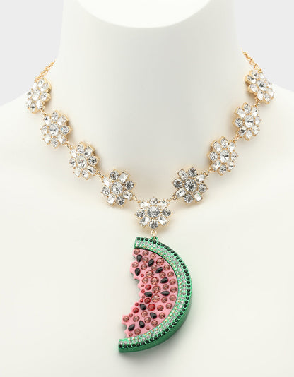 Betsey Johnson Great Value | BETSEYS BACKYARD WATERMELON PENDANT MULTI Women's Watermelon Rhinestone Pendant Necklace