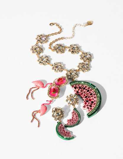 Betsey Johnson Great Value | BETSEYS BACKYARD WATERMELON PENDANT MULTI Women's Watermelon Rhinestone Pendant Necklace