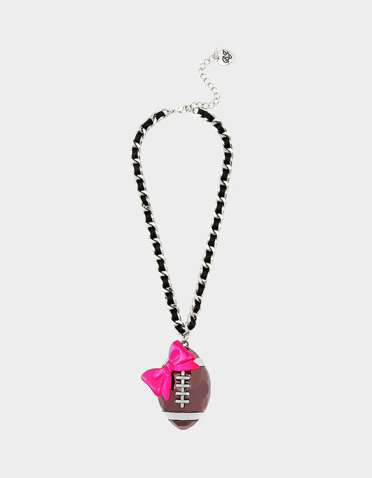 Betsey Johnson Best Price | RIBBON FOOTBALL PENDANT PINK Women's Football Pendant Necklace