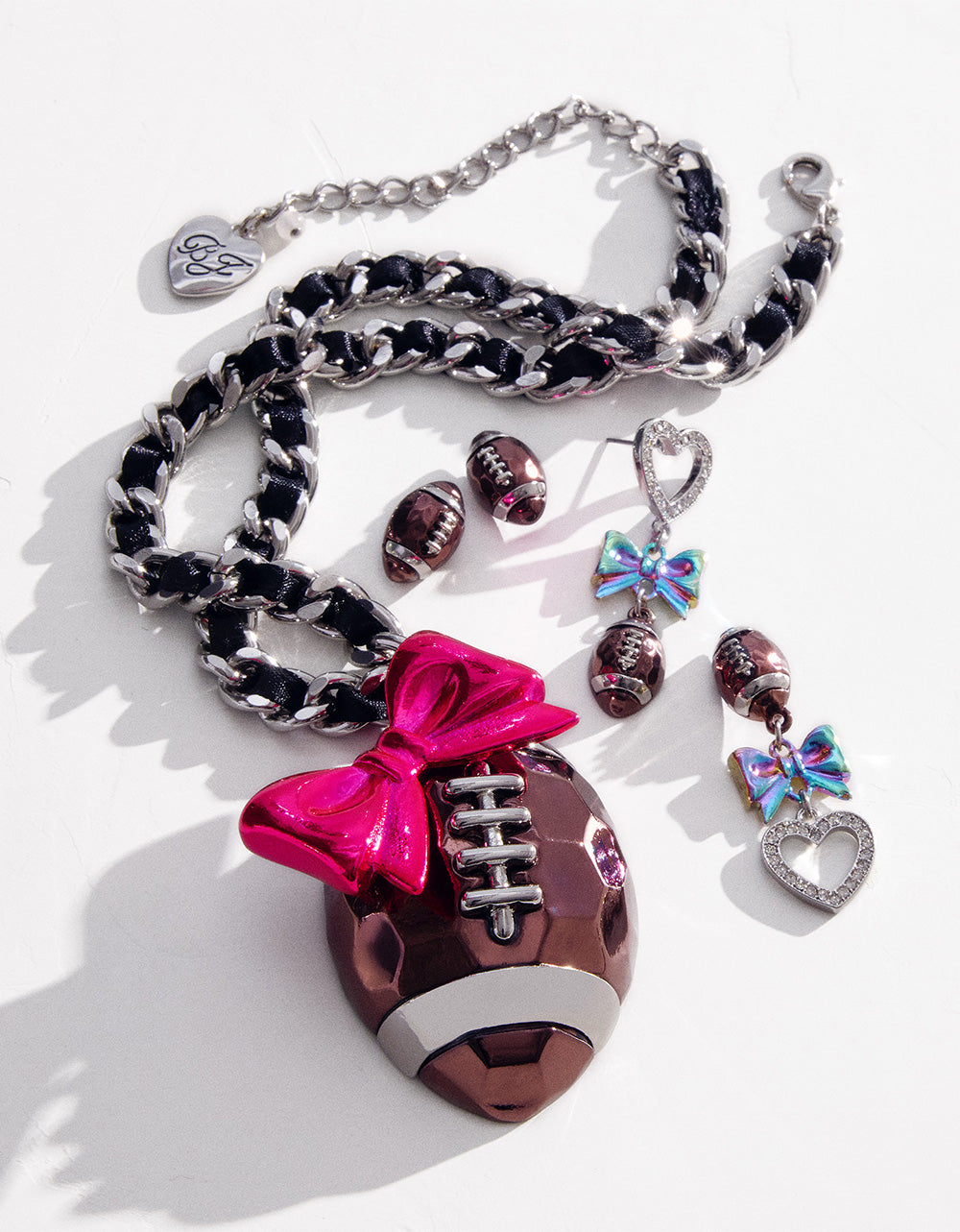 Betsey Johnson Best Price | RIBBON FOOTBALL PENDANT PINK Women's Football Pendant Necklace