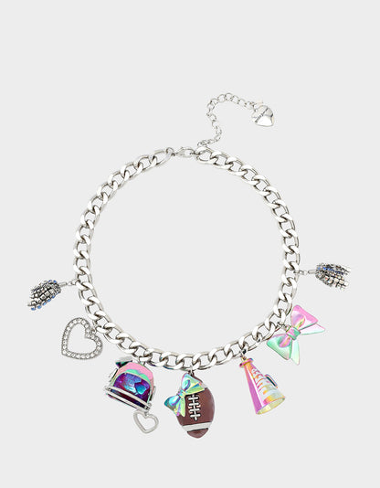 Betsey Johnson Hot Sale | FOOTBALL CHARM NECKLACE MULTI Women's Football-Themed Charm Chain Necklace