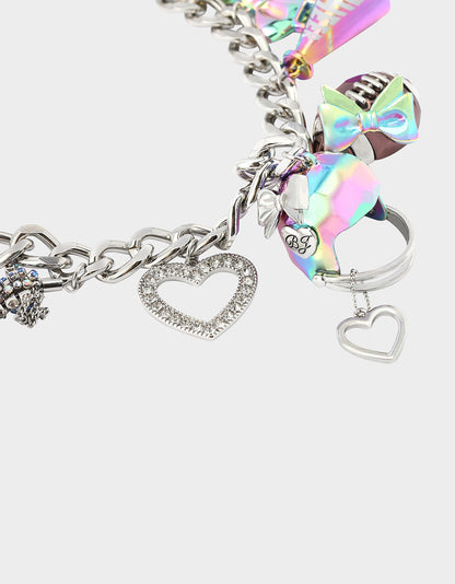 Betsey Johnson Hot Sale | FOOTBALL CHARM NECKLACE MULTI Women's Football-Themed Charm Chain Necklace