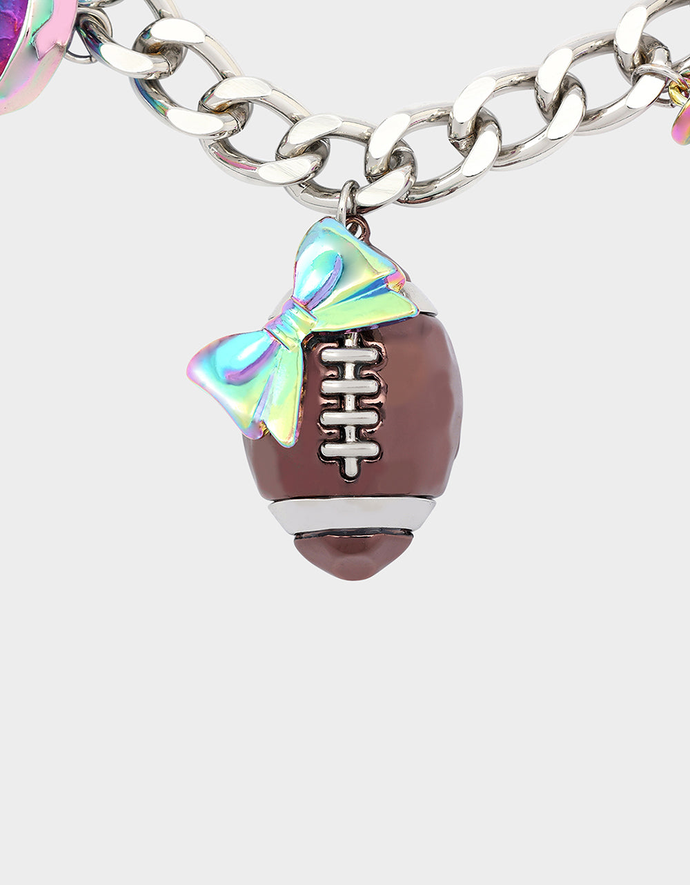 Betsey Johnson Hot Sale | FOOTBALL CHARM NECKLACE MULTI Women's Football-Themed Charm Chain Necklace