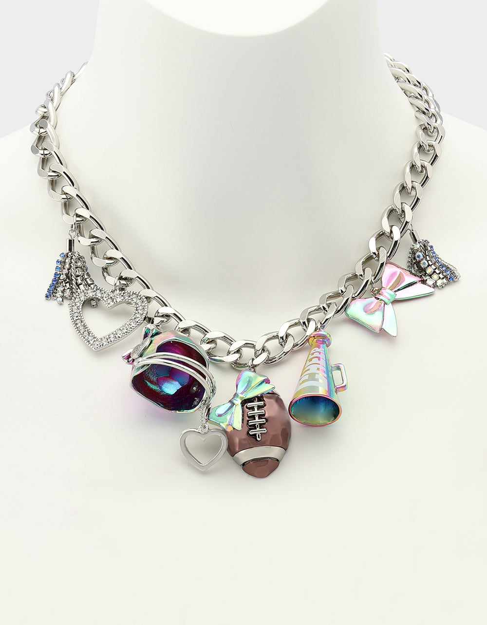 Betsey Johnson Hot Sale | FOOTBALL CHARM NECKLACE MULTI Women's Football-Themed Charm Chain Necklace
