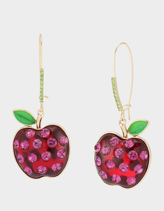 Betsey Johnson Best Seller | APPLE DROP EARRING RED MULTI Women's Apple Hook Drop Earrings