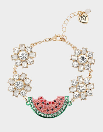 Betsey Johnson Popular | BETSEYS BACKYARD WATERMELON FLEX BRACELET PINK Women's Rhinestone Watermelon Bracelet