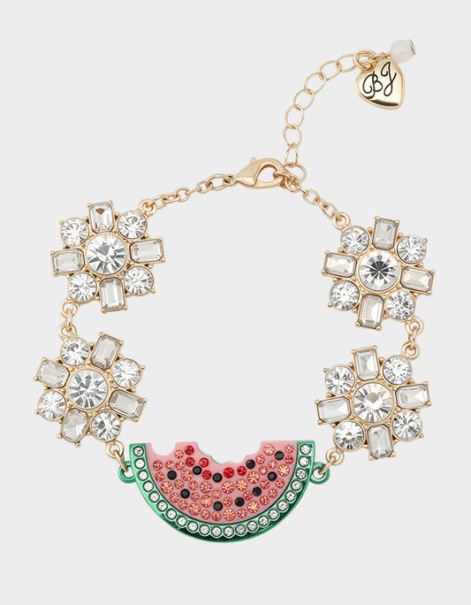 Betsey Johnson Popular | BETSEYS BACKYARD WATERMELON FLEX BRACELET PINK Women's Rhinestone Watermelon Bracelet