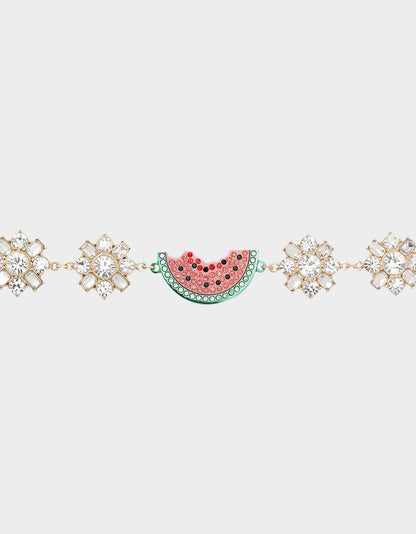 Betsey Johnson Popular | BETSEYS BACKYARD WATERMELON FLEX BRACELET PINK Women's Rhinestone Watermelon Bracelet