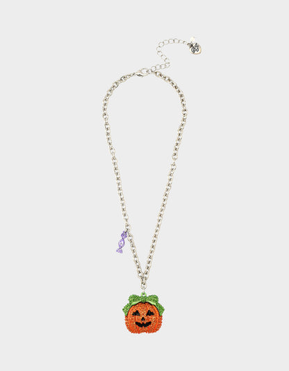 Betsey Johnson Trusted | PUMPKIN PENDANT NECKLACE ORANGE Women's Halloween-Themed Pumpkin Rhinestone Pendant Necklace