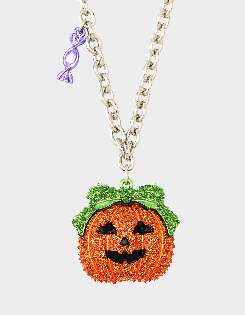 Betsey Johnson Trusted | PUMPKIN PENDANT NECKLACE ORANGE Women's Halloween-Themed Pumpkin Rhinestone Pendant Necklace