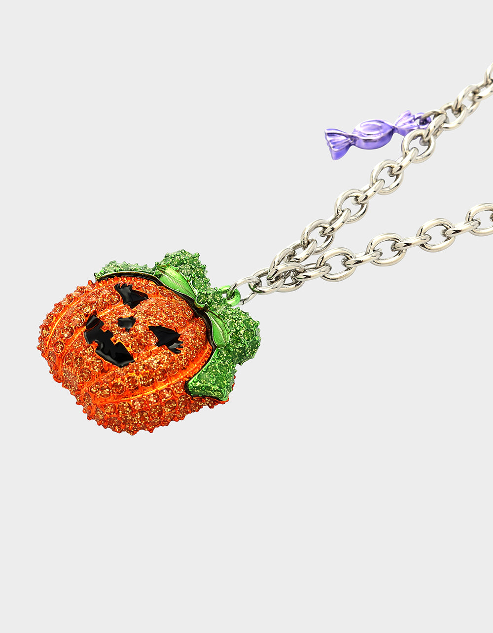 Betsey Johnson Trusted | PUMPKIN PENDANT NECKLACE ORANGE Women's Halloween-Themed Pumpkin Rhinestone Pendant Necklace