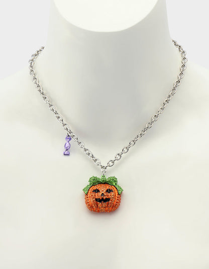Betsey Johnson Trusted | PUMPKIN PENDANT NECKLACE ORANGE Women's Halloween-Themed Pumpkin Rhinestone Pendant Necklace