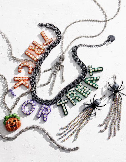 Betsey Johnson Trusted | PUMPKIN PENDANT NECKLACE ORANGE Women's Halloween-Themed Pumpkin Rhinestone Pendant Necklace