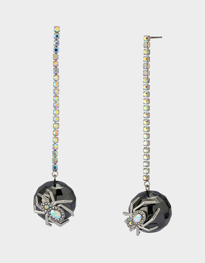 Betsey Johnson Recommended | DISCO BALL SPIDER EARRINGS CRYSTAL Women's Halloween-Themed Spider Disco Ball Drop Linear Rhinestone Earrings