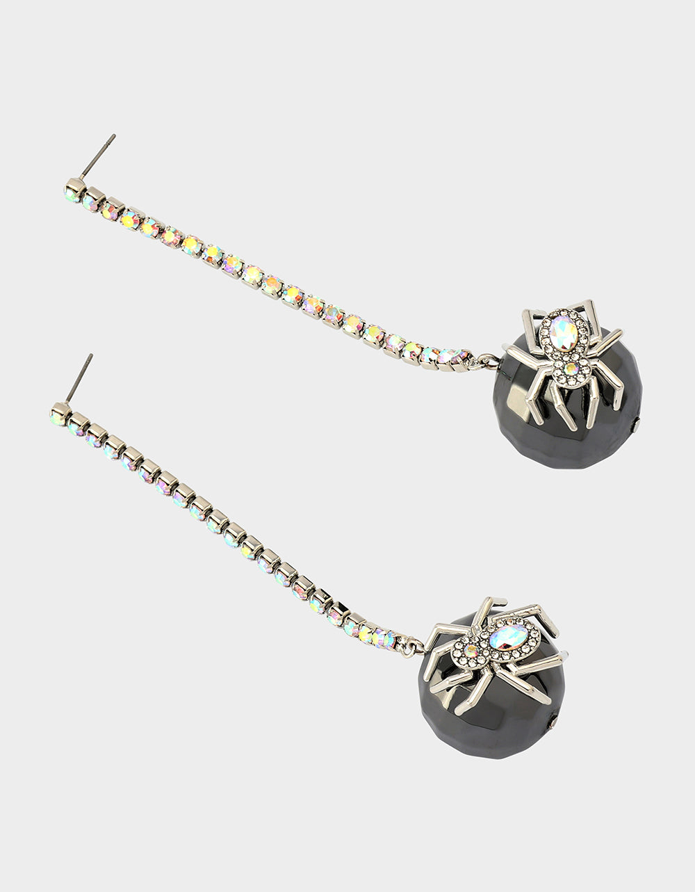 Betsey Johnson Recommended | DISCO BALL SPIDER EARRINGS CRYSTAL Women's Halloween-Themed Spider Disco Ball Drop Linear Rhinestone Earrings