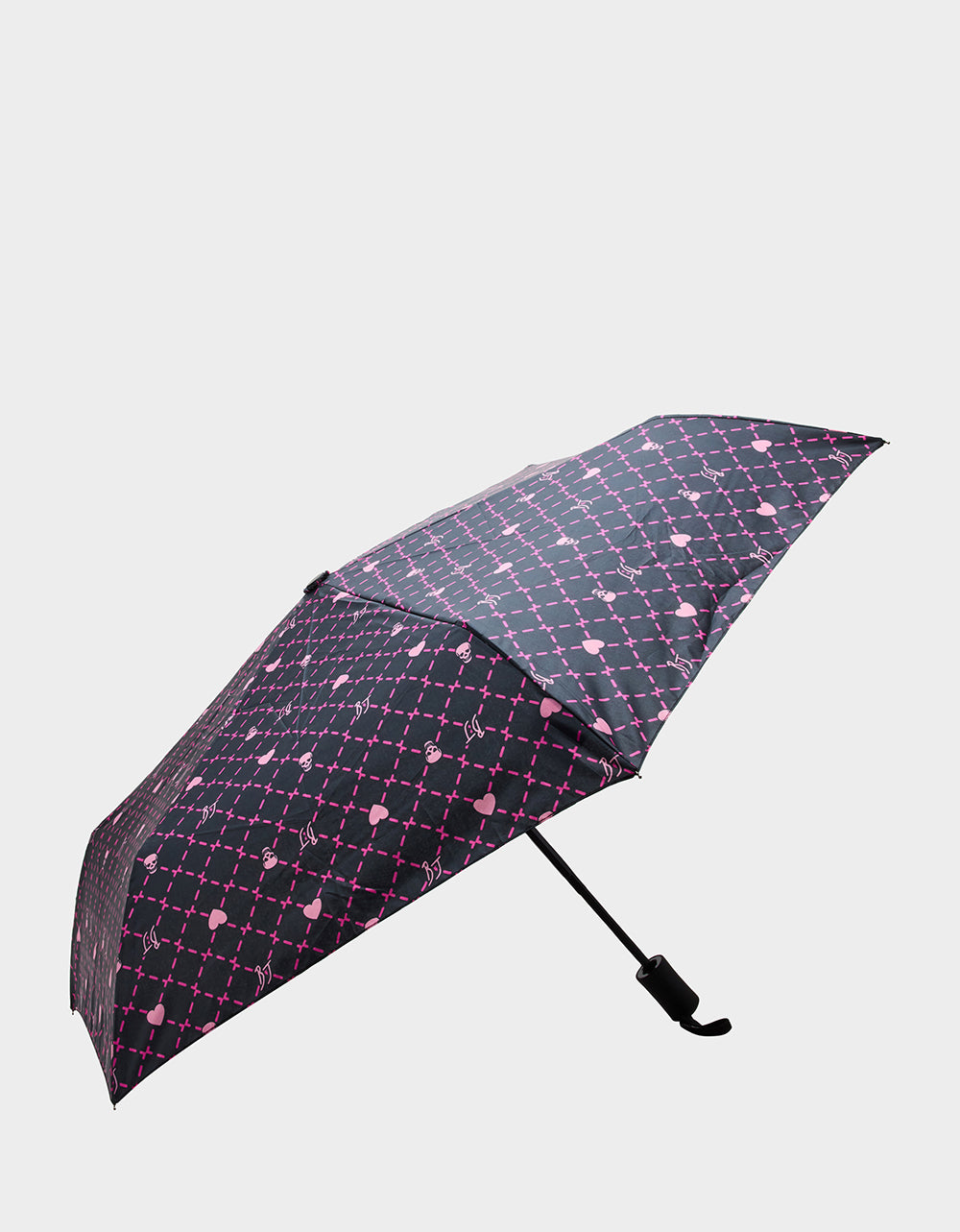 Betsey Johnson Everyday | BETSEY'S HEART & SKULL PRINT UMBRELLA BLACK MULTI