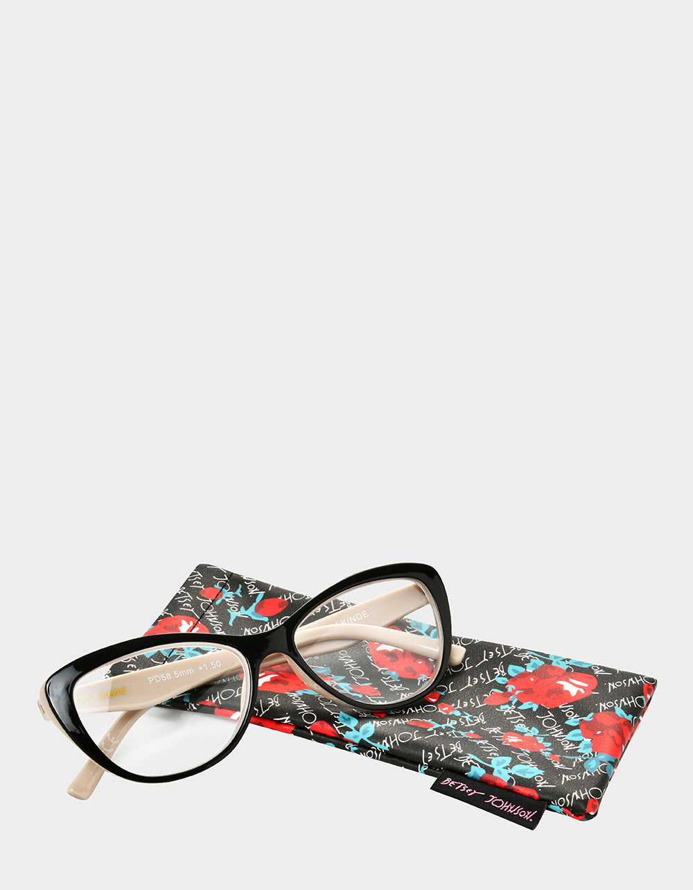 Betsey Johnson Special Offer | EFFORTLESS CHIC CAT EYE READING GLASSES BLACK Women's Black Nude Cat Eye Reading Glasses