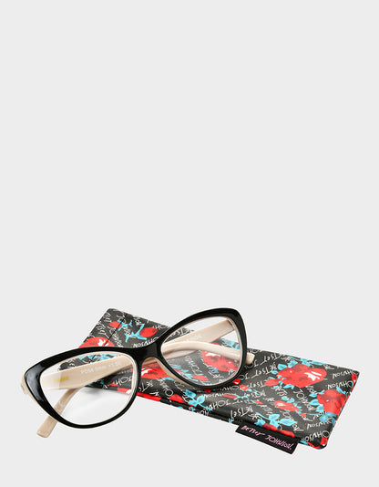 Betsey Johnson Special Offer | EFFORTLESS CHIC CAT EYE READING GLASSES BLACK Women's Black Nude Cat Eye Reading Glasses