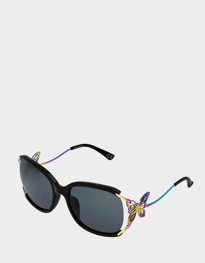Betsey Johnson Discount | BLAZING STAR SUNGLASSES BLACK Women's Black Rainbow Butterfly Sunglasses