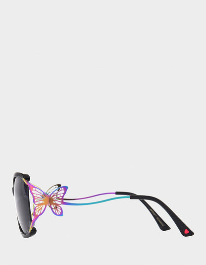 Betsey Johnson Discount | BLAZING STAR SUNGLASSES BLACK Women's Black Rainbow Butterfly Sunglasses
