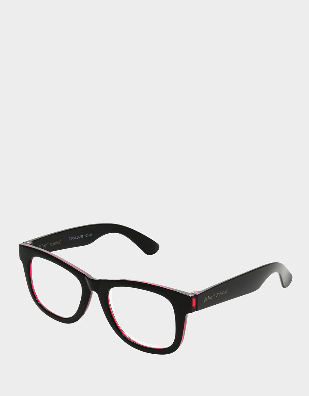 Betsey Johnson Special Offer | RADIATE JOY SQUARE READING GLASSES BLACK Women's Black Pink Way Frame Reading Glasses